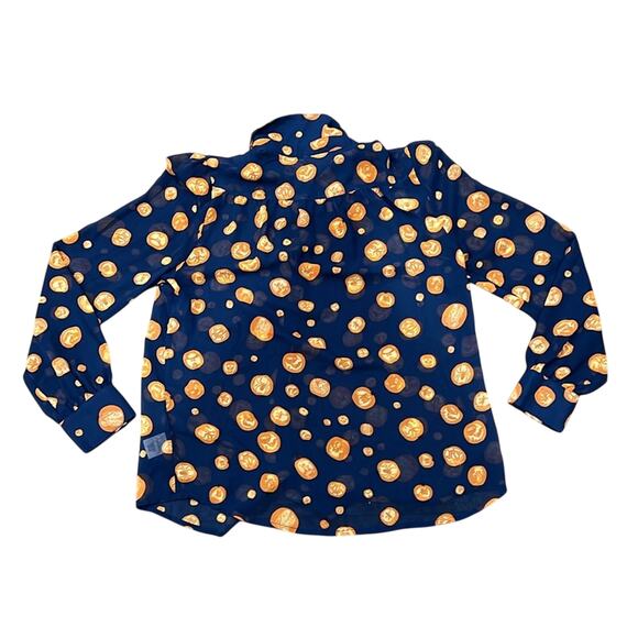ModCloth Women's Halloween Sheer Long Sleeve Button Down Shirt Size L - Picture 2 of 10